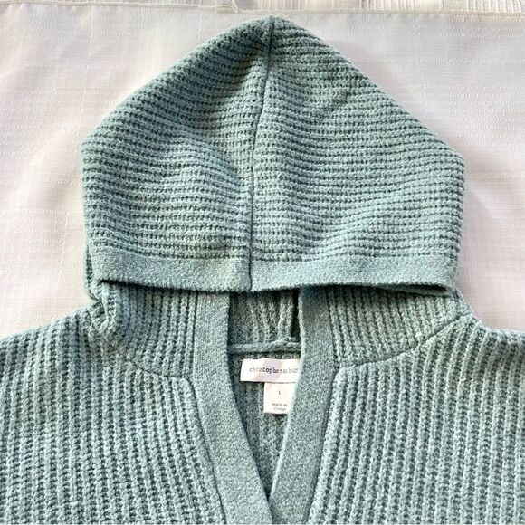 Christopher & Banks Cozycore Cable Knit Hooded Seafoam Knit Popover Sweater-L - Picture 7 of 13